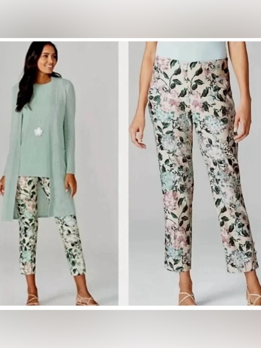 J Jill Pants Womens M Petite Floral Linen Stretch Straight Leg Cropped Summer